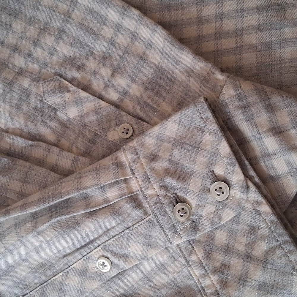 Talbots NWT Gray Plaid Shirt L PETITE - Picture 6 of 9